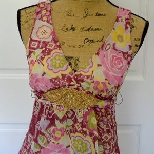 Floral Chiffon with Beaded Appliqué Blouse